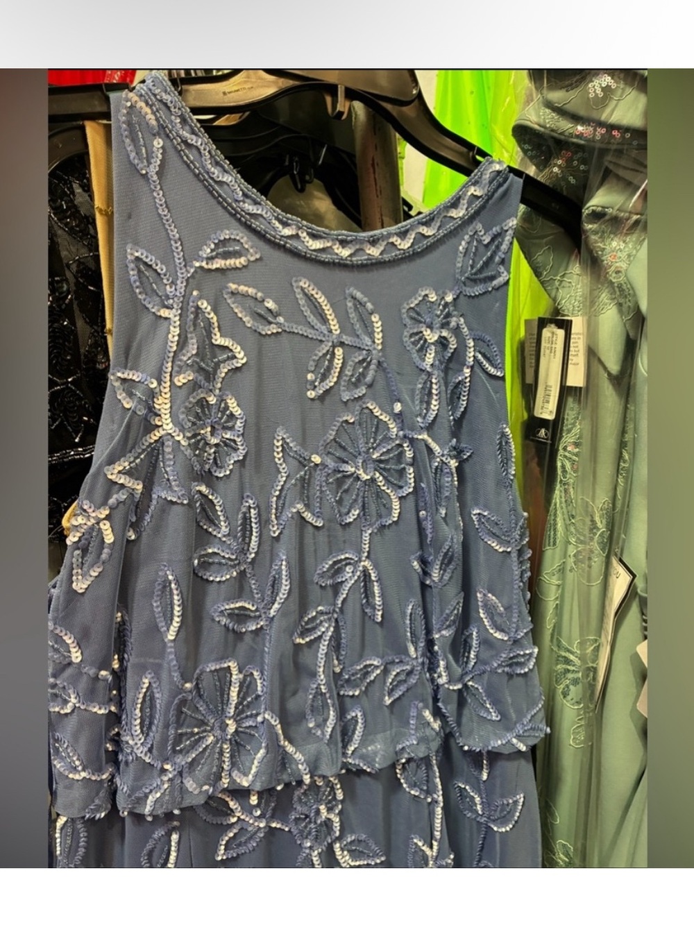 Adrianna Papell French Blue Beaded Gown SZ 16 NWT Formal Evening Dress GALA MOB - Picture 9 of 12